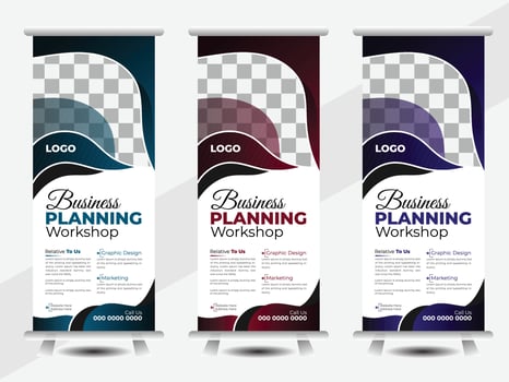 Roll Up Banner Design, Professional Business Banner Design Template vector