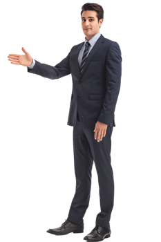 Businessman presenting something isolated against a transparent background png