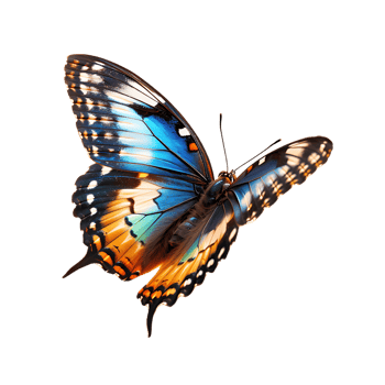 Butterfly in flight isolated against a transparent background png