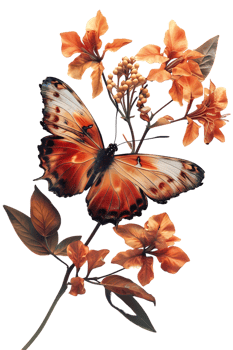 Butterfly on a flower isolated against a transparent background png