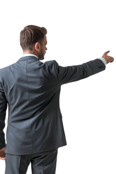 Businessman presenting something isolated against a transparent background png