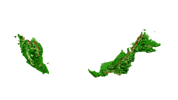 Malaysia Topographic Map 3d realistic map Color 3d illustration png