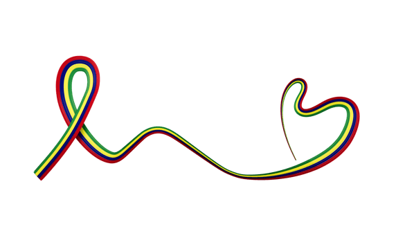 3d Flag Of Mauritius Heart Shape Shiny Wavy Awareness Ribbon Flag 3d Illustration png