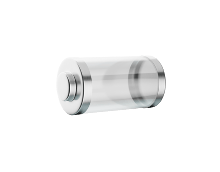 3d Abstract Transparent Empty Glass Battery With Metal Caps 3d Illustration png