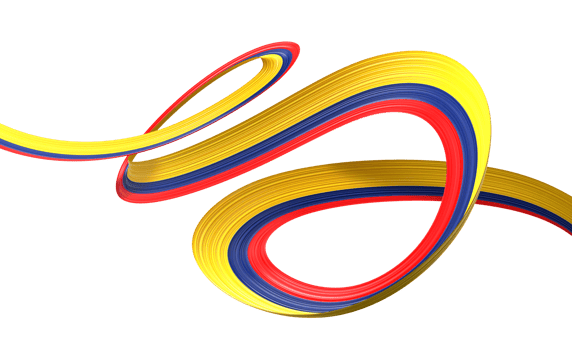 3d Flag Of Colombia 3d Wavy Shiny Colombia Ribbon Flag 3d Illustration png