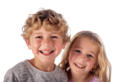 Cheerful TWO children smiling, photographed against a transparent backdrop png