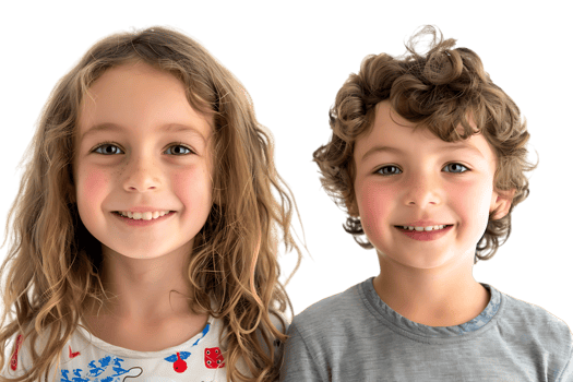 Cheerful TWO children smiling, photographed against a transparent backdrop png