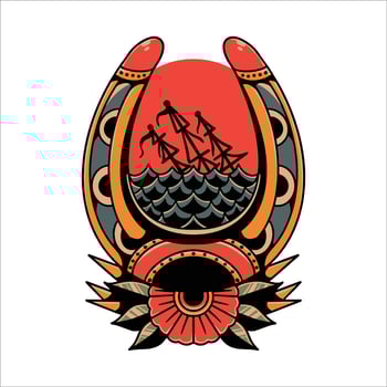 horseshoe tattoo illustration design vector