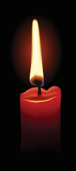 Red candle burns on a dark background vector