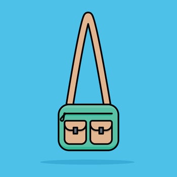 green sling bag with pocket in flat design illustration vector