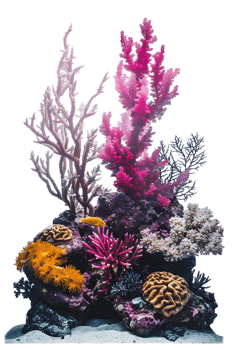 colorful coral reef isolated against a transparent background png