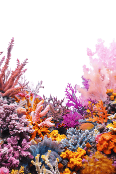 colorful coral reef isolated against a transparent background png