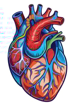 art of Human heart drawing Abstract minimal flat art vector