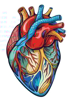 art of Human heart drawing Abstract minimal flat art vector