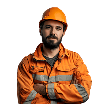 confident construction worker standing crossed arm isolated against a transparent background png