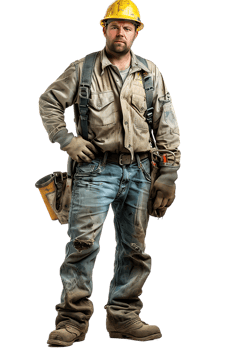 confident construction worker standing isolated against a transparent background png