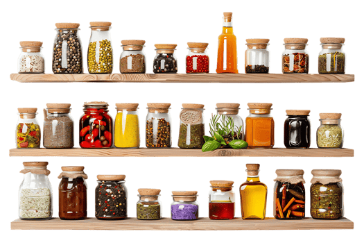 condiments shelf isolated against a transparent background png