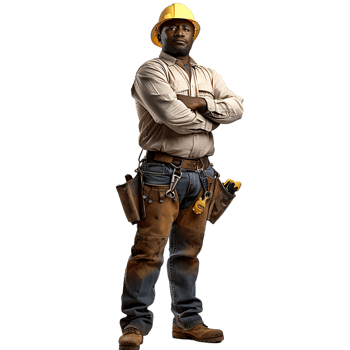 confident construction worker isolated against a transparent background png