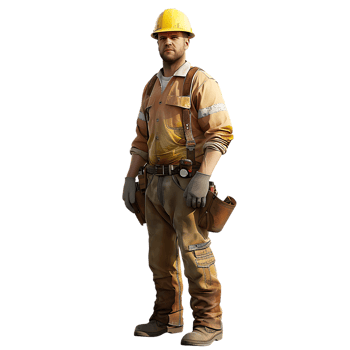 confident construction worker isolated against a transparent background png