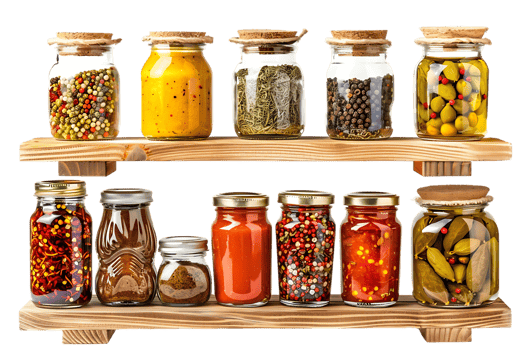 condiments shelf isolated against a transparent background png