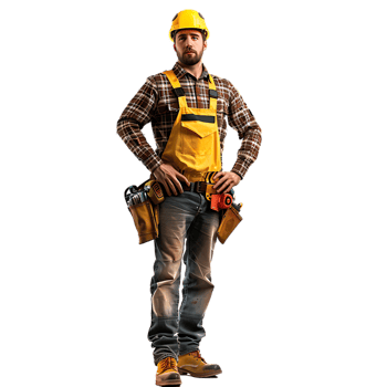 confident construction worker standing isolated against a transparent background png