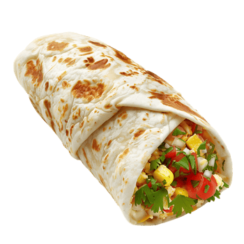 delicious Spanish breakfast burrito, all by itself against a transparent background png