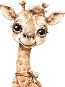 Cute watercolor illustration of a baby giraffe png