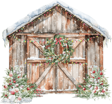 An illustration of a decorated Christmas door png