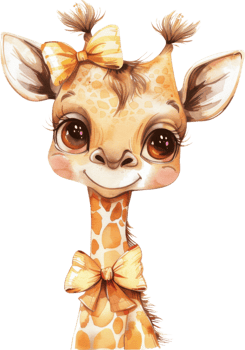 Cute watercolor illustration of a baby giraffe png