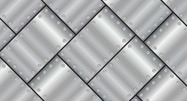 Metal texture background with screws. Aluminium plate with screws. Steel background. illustration vector