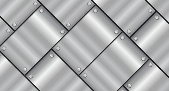 Metal texture background with bolts. Aluminium plate with bolts. Steel background. illustration vector