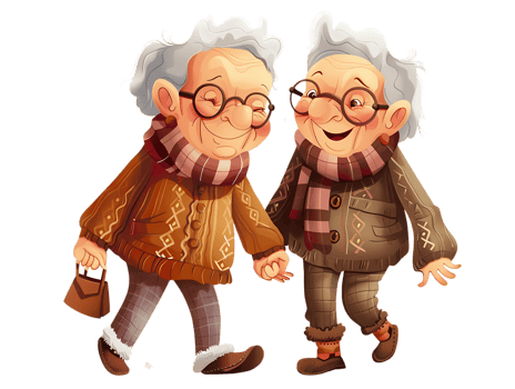 features happy grandparents, isolated against a transparent background png