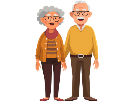 features happy grandparents, isolated against a transparent background png