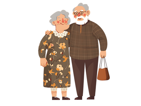 features happy grandparents, isolated against a transparent background png