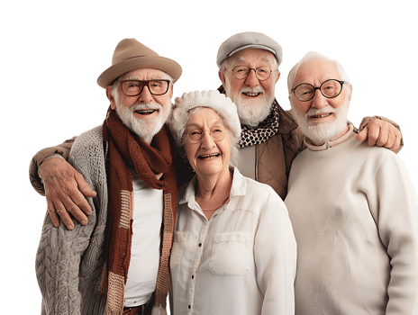 features happy grandparents, isolated against a transparent background png