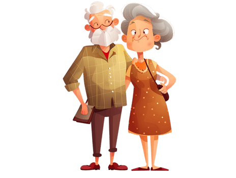 features happy grandparents, isolated against a transparent background png