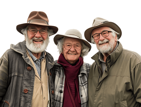 features happy grandparents, isolated against a transparent background png