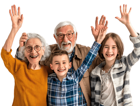 features happy grandparents, isolated against a transparent background png