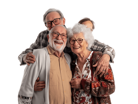 features happy grandparents, isolated against a transparent background png