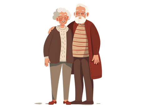 features happy grandparents, isolated against a transparent background png