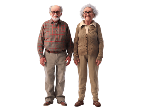 features happy grandparents, isolated against a transparent background png