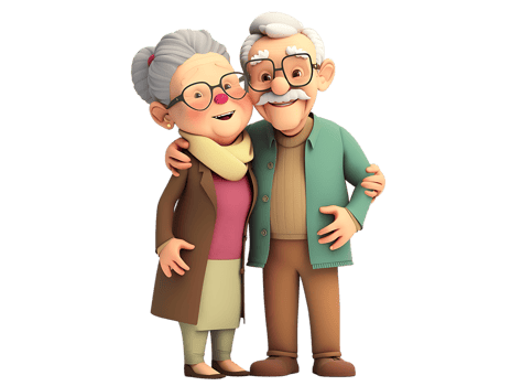 features happy grandparents, isolated against a transparent background png