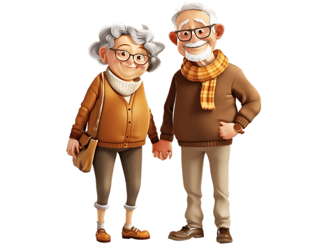 features happy grandparents, isolated against a transparent background png