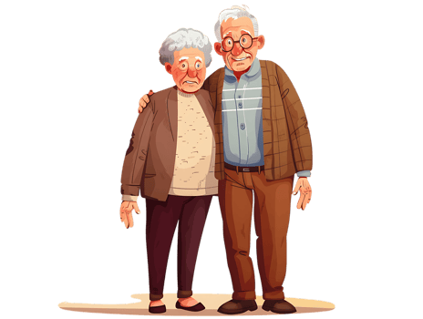 features happy grandparents, isolated against a transparent background png