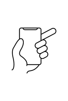 line art hand and cellphone. line art cellphone vector