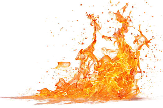 Fire splash spread, isolated against a transparent background png