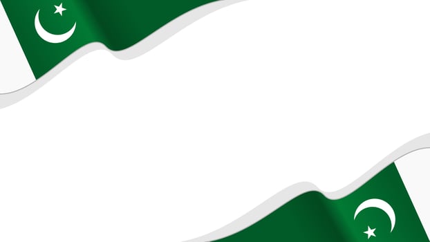 wavy pakistan flag background with copy space for text. pakistan flag frame vector