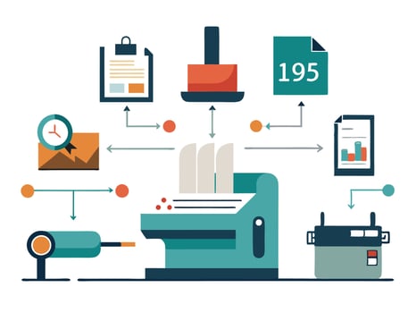 Paper printer machines illustrations vector