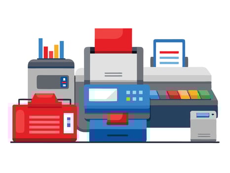Paper printer machines illustrations vector