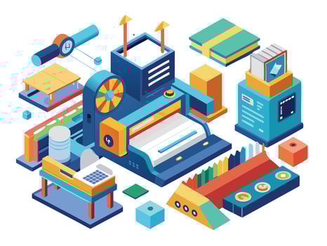 Paper printer machines illustrations vector